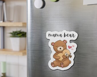 Fête des mères "Maman ours : Magnets découpés parfaits pour la fête des mères 2024 aimants aux couleurs vives, tailles différentes options, cadeau de fête des mères