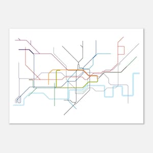 Affiche minimaliste moderne de carte en métro - Art mural élégant pour la maison et le bureau