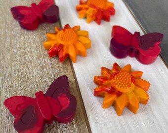 Butterfly and Sunflower Crayons, Birthday Party Favors
