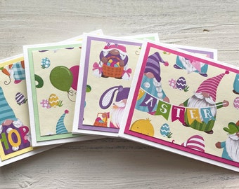 Easter Gnome Mini Cards // Set of 4 // Folded // 3" x 4" Blank Note Cards with Envelopes