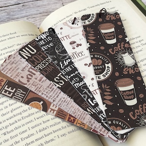 Coffee Themed Bookmarks // Set of 3 // Bookmarks with Tassels
