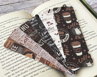 Coffee Themed Bookmarks // Set of 3 // Bookmarks with Tassels