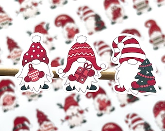 Mini Christmas Gnome Stickers // 72 Stickers Per Sheet // Christmas Stickers, Packaging Stickers