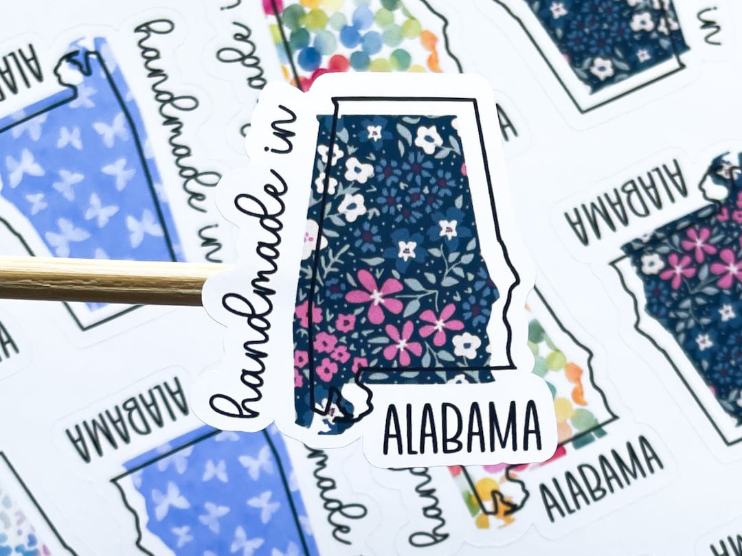 Handmade in Alabama Stickers // 25 Stickers per Sheet // Packaging ...