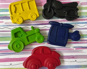 Jumbo Vehicle Crayons with Motorcycle, Car, Helicopter, Bus and Tractor, Birthday Party Favors