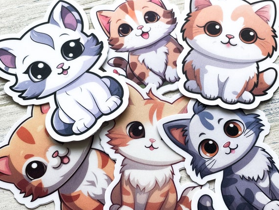 6x2 Inch Decal Jumping Cats Vinyl Sticker Decal - 6x2 Inch White Decal ...