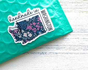 Handmade in Washington Stickers // 28 Stickers Per Sheet // Packaging Stickers, Made in Your State Stickers