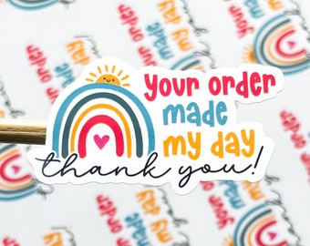 Your Order Made My Day Stickers // 27 Stickers Per Sheet // Packaging Stickers // Thank You Stickers