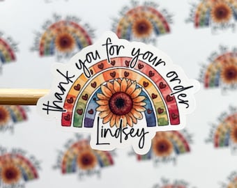 Thank You for Your Order Sunflower Stickers // 28 Stickers Per Sheet // Packaging Stickers // Custom Stickers