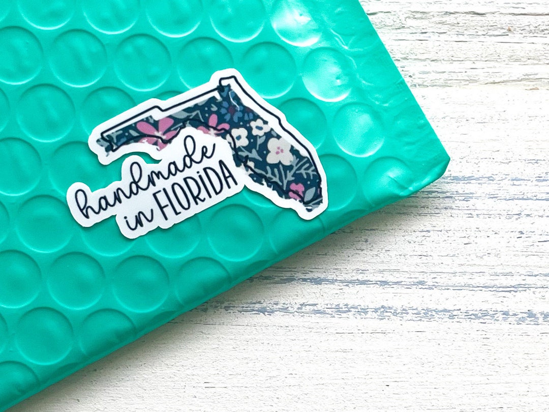 Florida Language Sticker Handmade in Florida Stickers // 28 Stickers per Sheet // Packaging ...