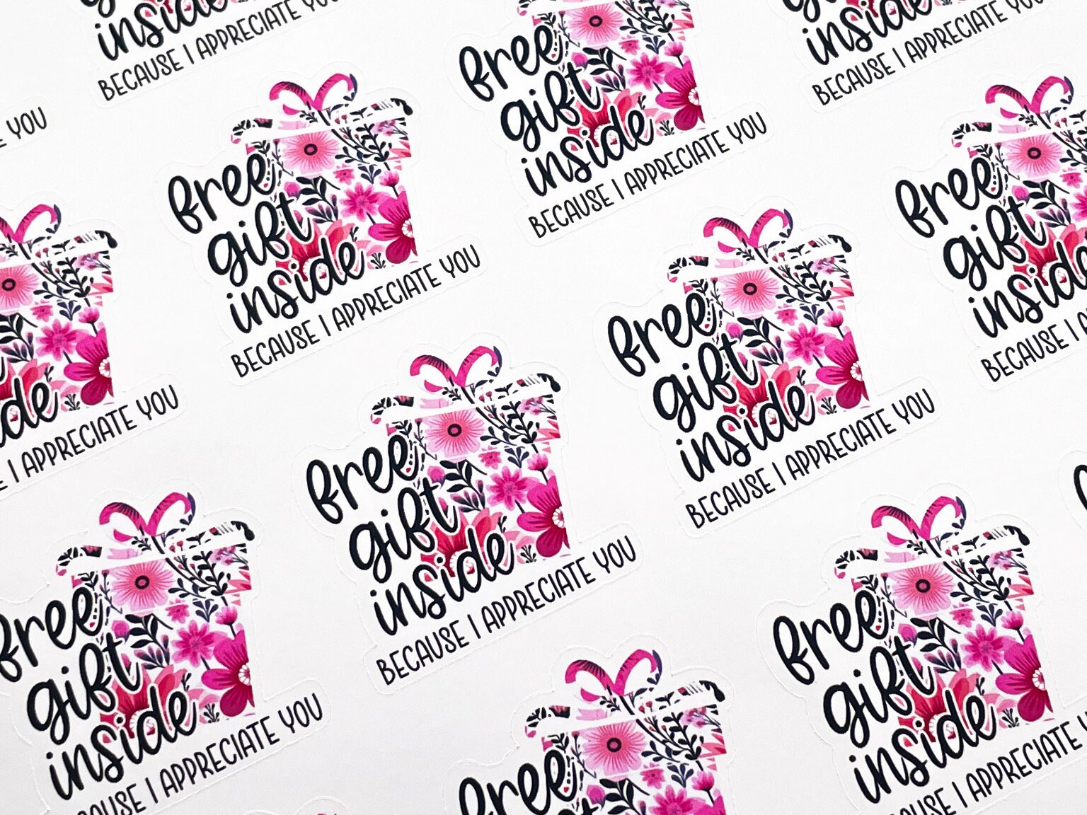 Free Gift Inside Stickers // 20 Stickers per Sheet // Packaging ...