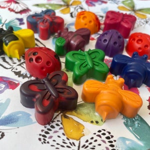 Insect Crayons with Butterflies, Bumblebees and Ladybugs, Birthday Party Favors