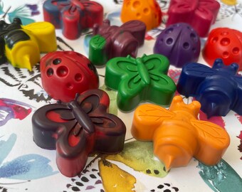 Insect Crayons with Butterflies, Bumblebees and Ladybugs, Birthday Party Favors
