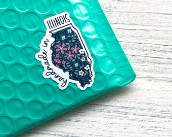 Handmade in Illinois Stickers // 30 Stickers Per Sheet // Packaging Stickers, Made in Your State Stickers