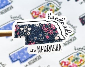 Handmade in Nebraska Stickers // 28 Stickers Per Sheet // Packaging Stickers, Made in Your State Stickers