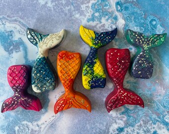 Mermaid Tail Glitter Crayons, Sea Life Crayons, Ocean Crayons, Beach Crayons, Mythical Crayons, Birthday Party Favors