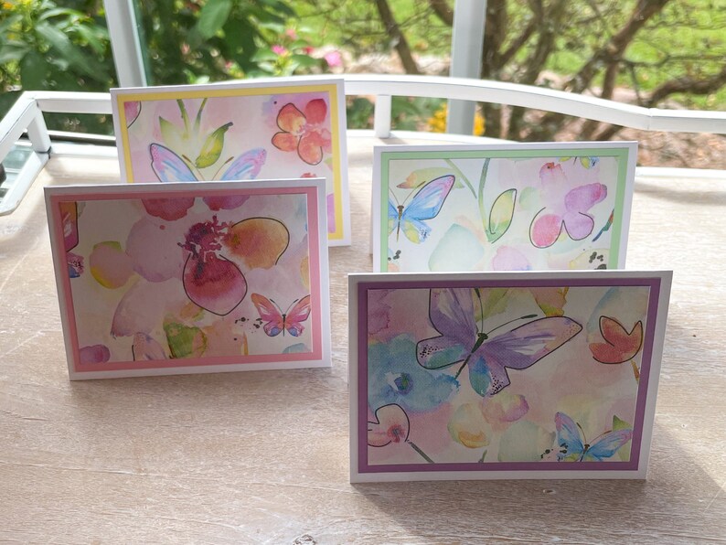 Butterfly Mini Cards // Set of 4 // Folded // 3" X 4" or 3.5" X 5 ...