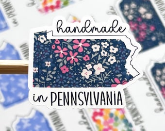 Handmade in Pennsylvania Stickers // 30 Stickers Per Sheet // Packaging Stickers, Made in Your State Stickers