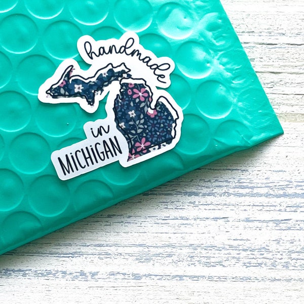 Handmade in Michigan Stickers // 30 Stickers Per Sheet // Packaging Stickers, Made in Your State Stickers