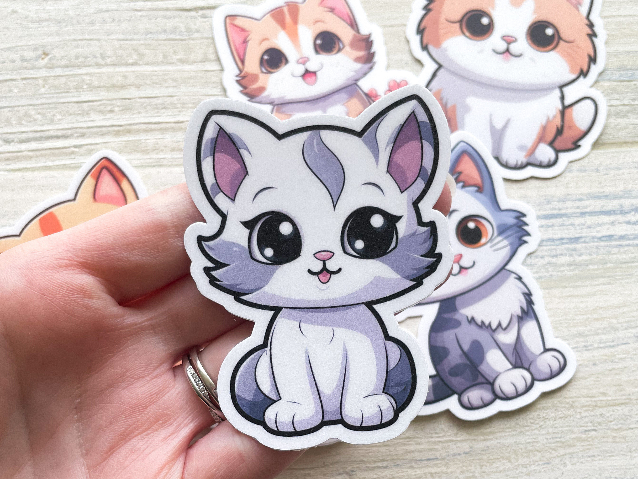 Cute Cat Sticker Pack // Set of 6 Vinyl Stickers // Die Cut Stickers ...