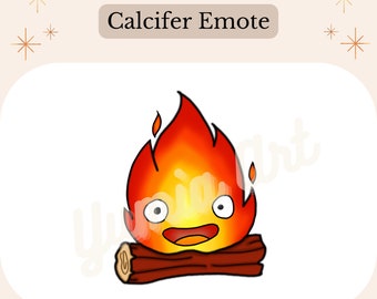 Gesto Calcifer de Ghibli - Twitch Discord - Insignias de suscripción - Clipart - PNG transparente - emoticono kawaii