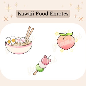 Kawaii food emotes - Twitch Discord - Sub badges - Clipart - PNG transparent - kawaii emoticone - street food