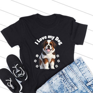 Schönes Hunde-T-Shirt für Frauen, Hunde-T-Shirt, Bernhardiner-Shirt, ich liebe meinen Hund, Geburtstagsgeschenk, Geschenk für Hundeliebhaber. Damen Softstyle T-Shirt
