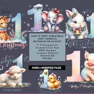Babys Mys First Christmas PNG Clipart Bundle für Ornamente Kinderzimmer Geschenke Urlaub Karten T-Shirt Sublimation Sofortiger digitaler Download
