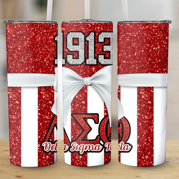 Delta Sigma Theta DST Glitter  Tumbler Sublimation PNG Sorority Skinny Template Sublimate 20 oz Skinny and Tapered Designs Bundle