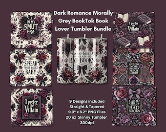Dark Romance BookTok Tumbler Wrap Bundle: Morally Grey PNG (Digital Download)