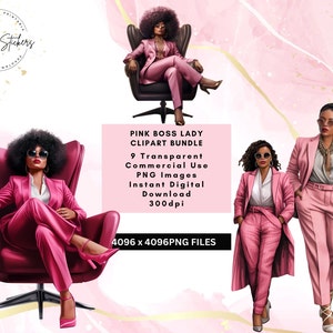 Black Girl Clipart Bundle Transparent Background Stickers Black Women Boss Babe Sublimation Tshirt Commercial Use Boss Lady Clip Art PNG