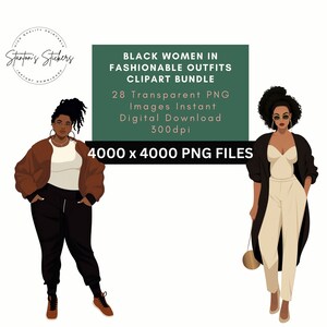 Black Women Clipart Fashion Black Girl Clipart Black Girl Magic PNG Black Girl Stickers Black Girl Clipart Bundle Black Woman PNG Clip art