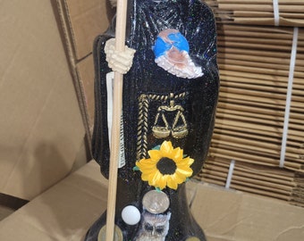 Santa muerte 12 inches black hologram real money