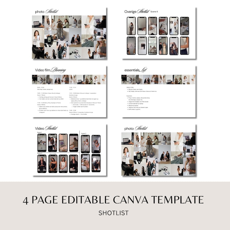 Content Day Shotlist Template | Content Creation Planning Canva ...