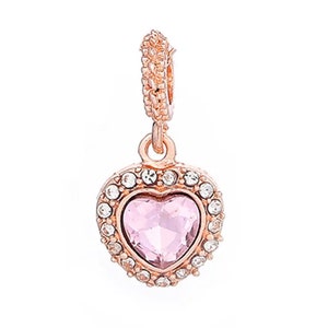 Big Heart with Pink Gem Charm