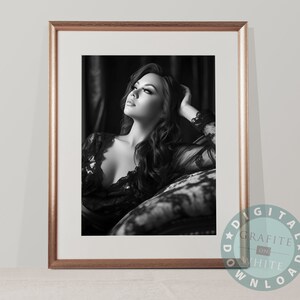 Contemplating - Black and White Boudoir Photography - Digital Print.
