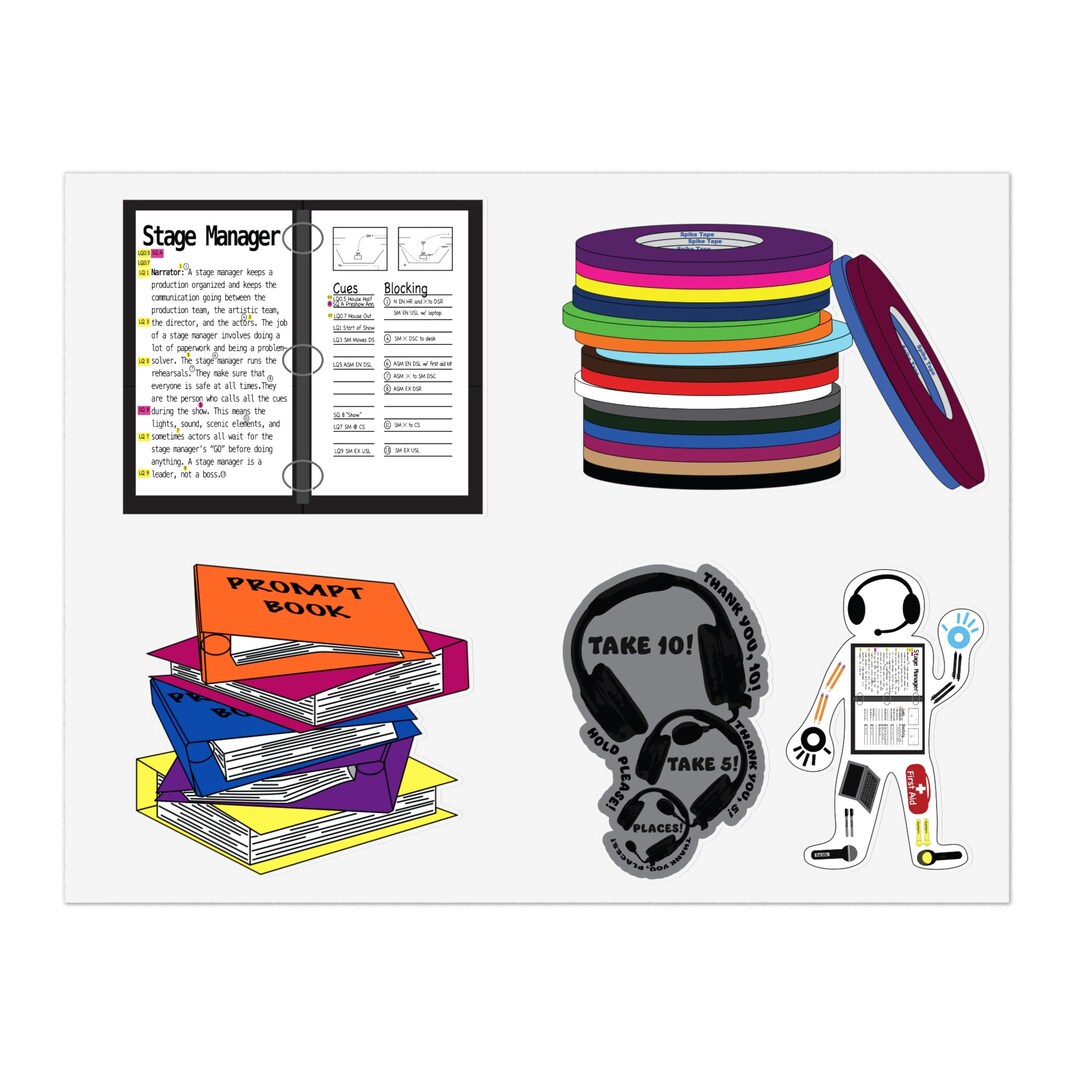 Stage Manager Sticker Pack, Stage Manager, Prompt Book, Spike Tape