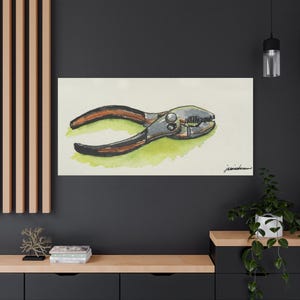 Hold On Tight PLIERS Painting Print - Canvas Gallery Wraps - Tool Pliers, Construction, tools, Garage