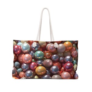 Glistening Pearls Weekender Tote | Vivid Colorful Sheen Captivating Collage  | Canvas Travel Overnight Beach Pool Shoulder Bag