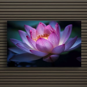 The Pink Lotus Magic Canvas Wall Art | Pure Floral Harmony Springtime Bloom | Captivating Living Room Decor Print Hanging