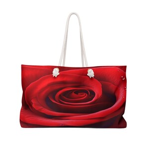 Timeless Love Weekender Tote Bag | Everalasting Romantic Eternal Rose | Chic Stylish Large Pool Beach Weekender Canvas Overnight Bag