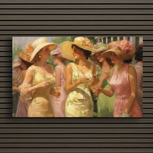 Derby Day: Racecourse Radiance | Vintage Fashion and Classic Elegance Canvas Wall Art Print Decor | Ready to Hang