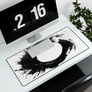 Artistic Focus: Eternal Circle | Abstract Print Desk Mat | Minimalist Modern Sleek and Contemporary Accessory | Home Office Large Mouse Pad