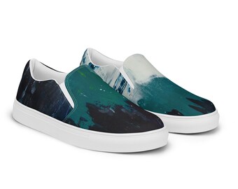 Women’s slip-on canvas shoes abstract art vans style retro sneaker
