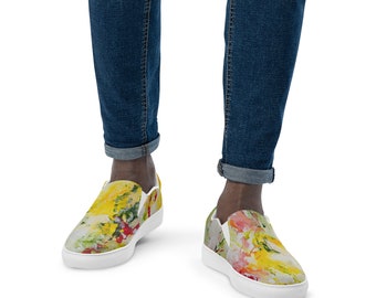 Men’s abstract art slip-on canvas shoes vans style