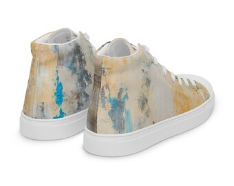 Men’s high top canvas shoes colorful abstract art retro vans style