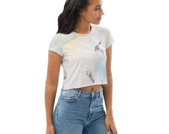 Women's 90's Retro Colorful Crop T-Shirt Abstract Art
