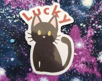 Lucky Black Cat Vinyl Sticker
