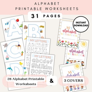 Alphabet Printable Worksheets | Letter Tracing, Preschool Morning Menu Printable, Handwriting practice sheets, Letter of the week
