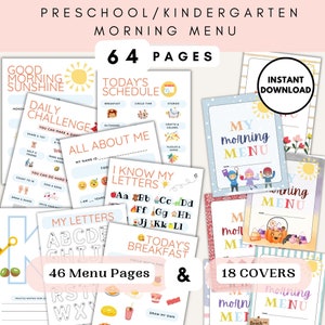 Preschool Morning Menu Printable, Homeschool Preschool, Preschool Worksheets, Kindergarten Homeschool Menu, Alphabet printable worksheets